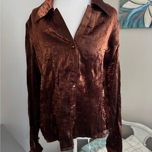 Ronni Nicole Metallic Brown Blouse